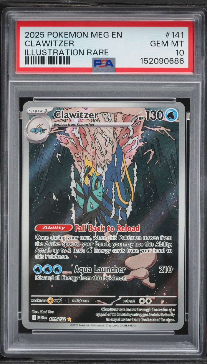2025 Pokemon Mega Evolution IR Clawitzer #141 PSA 10 GEM MINT