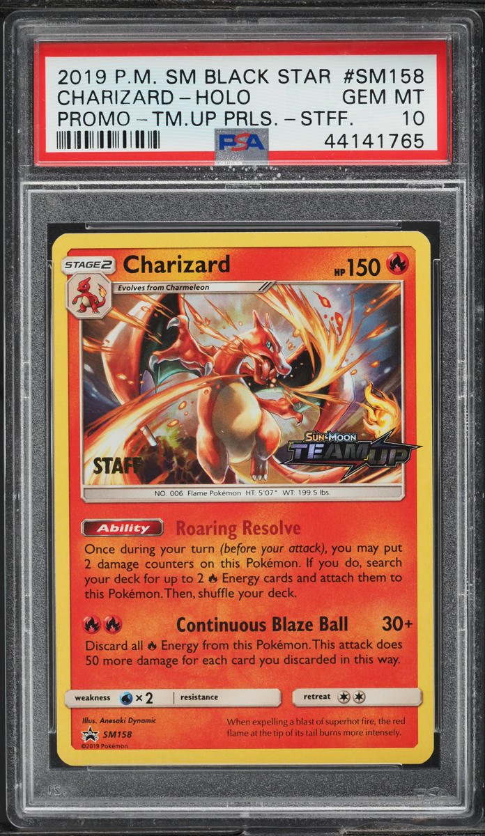 2019 Pokemon SM Team Up Prerelease Staff Holo Charizard #SM158 PSA 10 GEM MINT