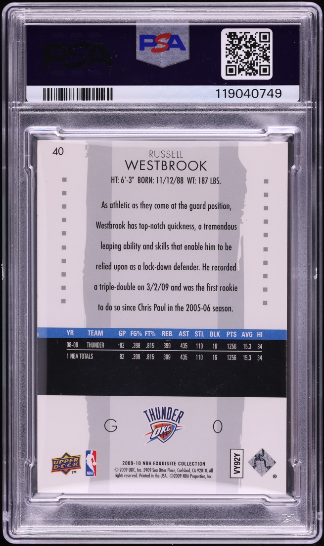 2009 UD Exquisite Collection Russell Westbrook #40 PSA 9 MINT