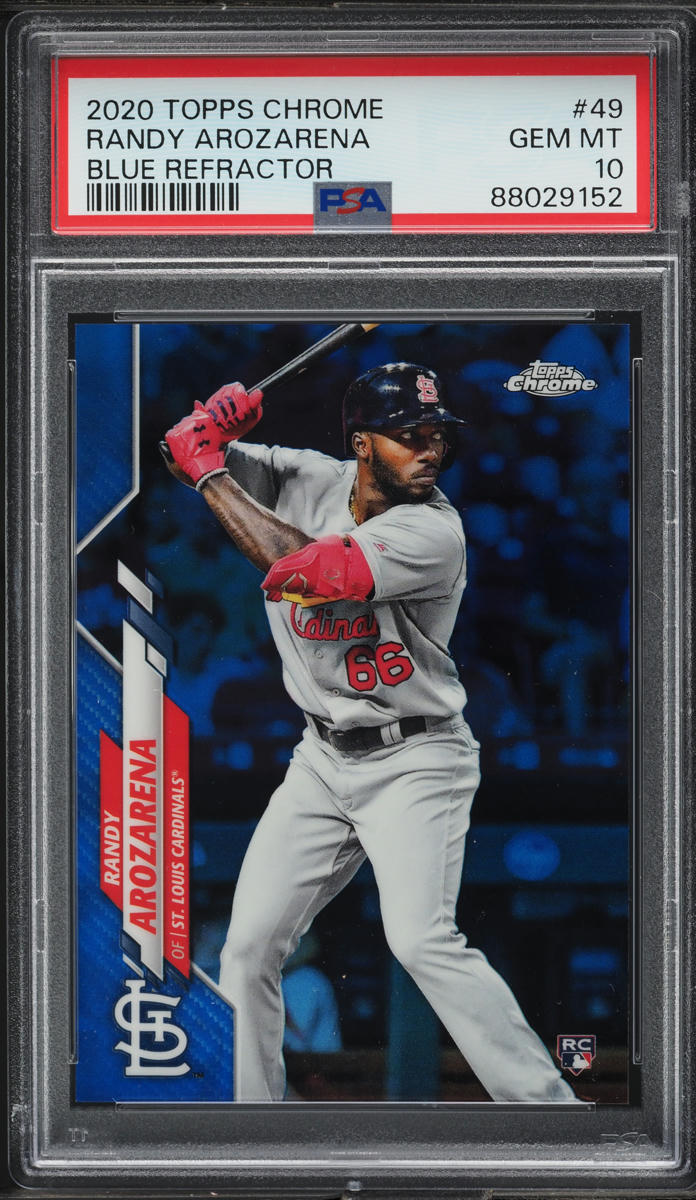 2020 Topps Chrome Blue Refractor Randy Arozarena ROOKIE /150 #49 PSA 10 GEM MINT