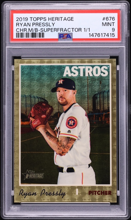 2019 Topps Heritage Chrome Mega Box Superfractor Ryan Pressly 1/1 #676 PSA 9 MINT