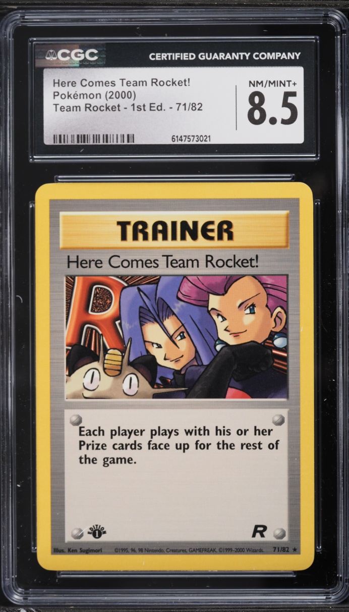 2000 Pokemon Team Rocket 1st Edition Here Comes Team Rocket! #71 CGC 8.5 NM-MT+