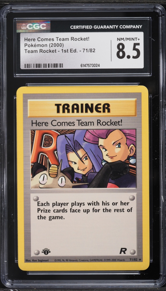 2000 Pokemon Team Rocket 1st Edition Here Comes Team Rocket! #71 CGC 8.5 NM-MT+