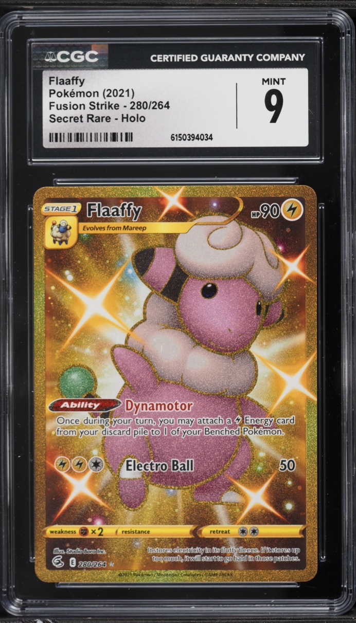 2021 Pokemon Sword & Shield Fusion Strike Gold Rare Flaaffy #280 CGC 9 MINT