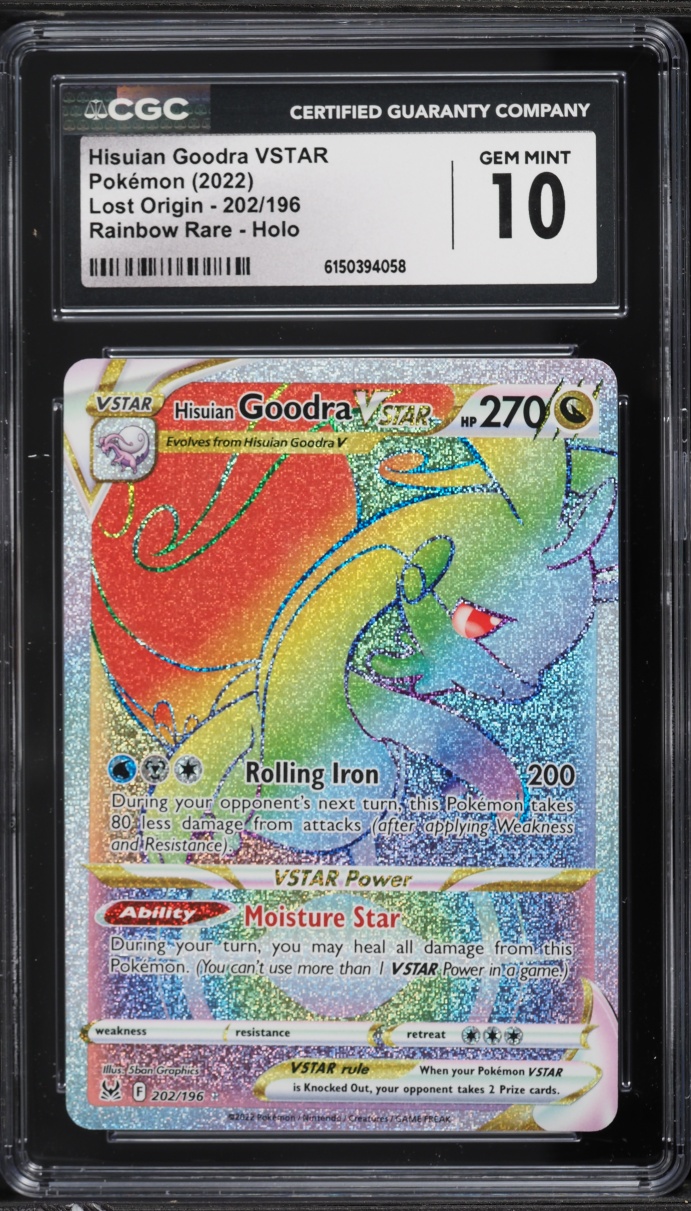 2022 Pokemon Sword & Shield Lost Origin Rainbow Rare Hisuian Goodra VSTAR #202 CGC 10 GEM MINT