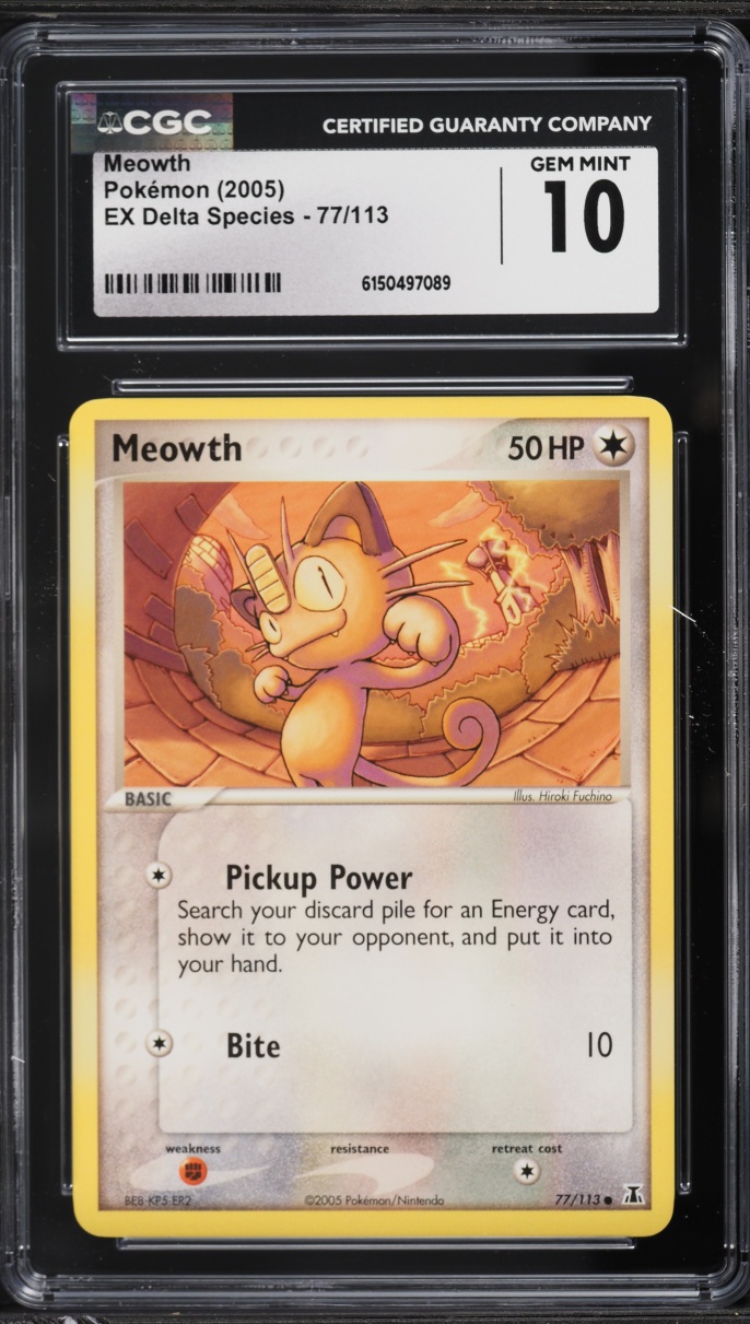 2005 Pokemon EX Delta Species Meowth #77 CGC 10 GEM MINT