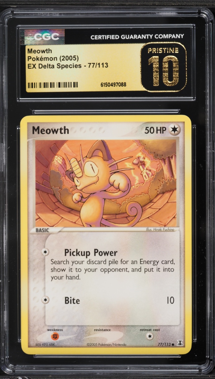 2005 Pokemon EX Delta Species Meowth #77 CGC 10 PRISTINE