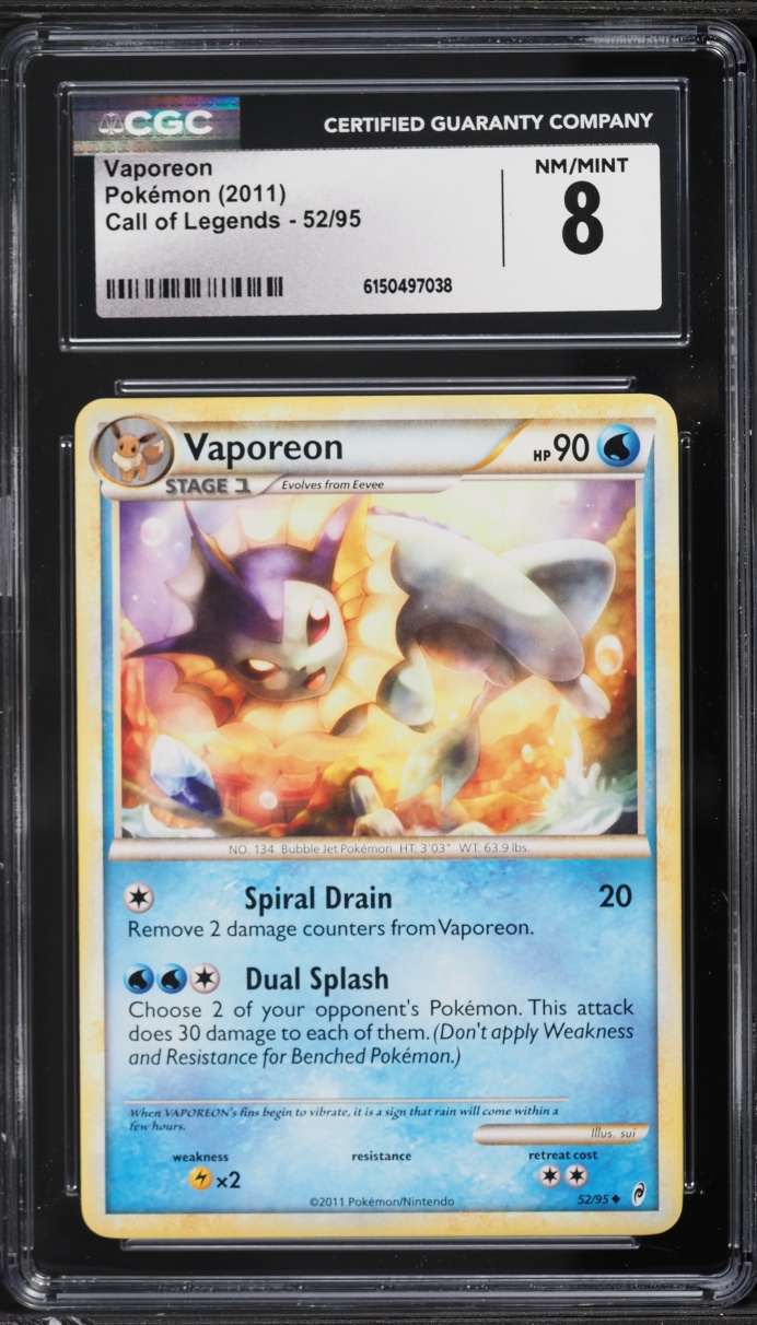 2011 Pokemon Call Of Legends Vaporeon #52 CGC 8 NM-MT