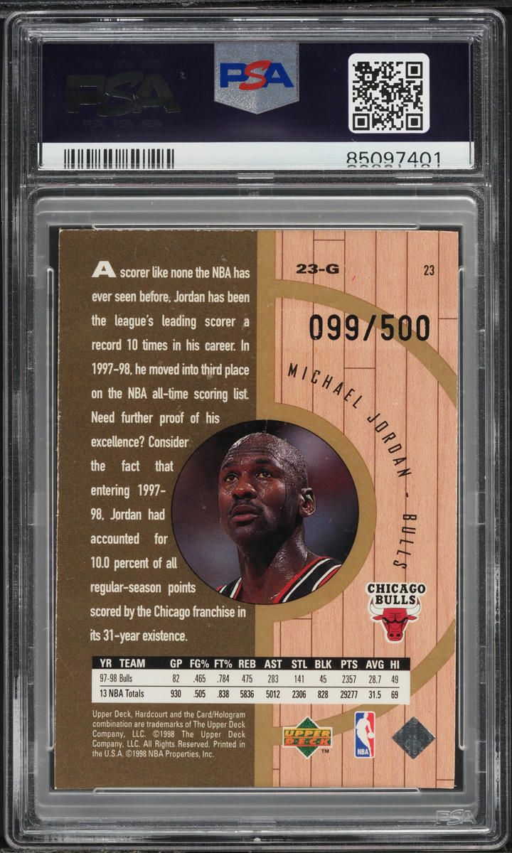 1998 Upper Deck Hardcourt Home Court Advantage Plus Michael Jordan /500 PSA 6
