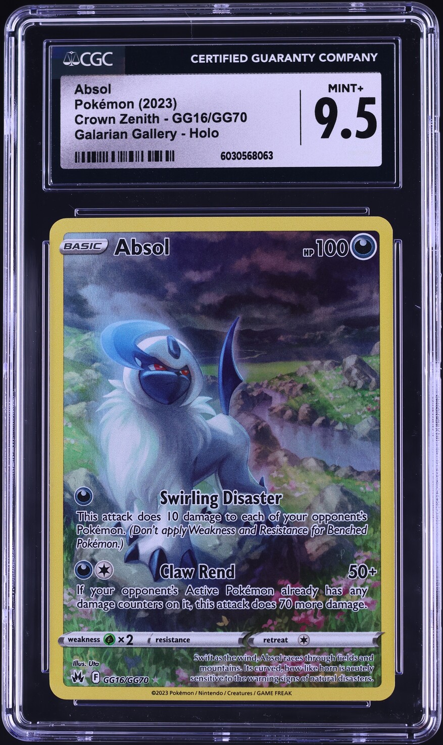 2023 Pokemon Sword & Shield Crown Zenith Full Art Absol #GG16 CGC 9.5 MINT+