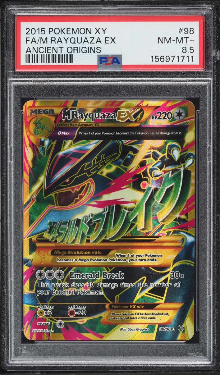 2015 Pokemon XY Ancient Origins Full Art M Rayquaza EX #98 PSA 8.5 NM-MT+