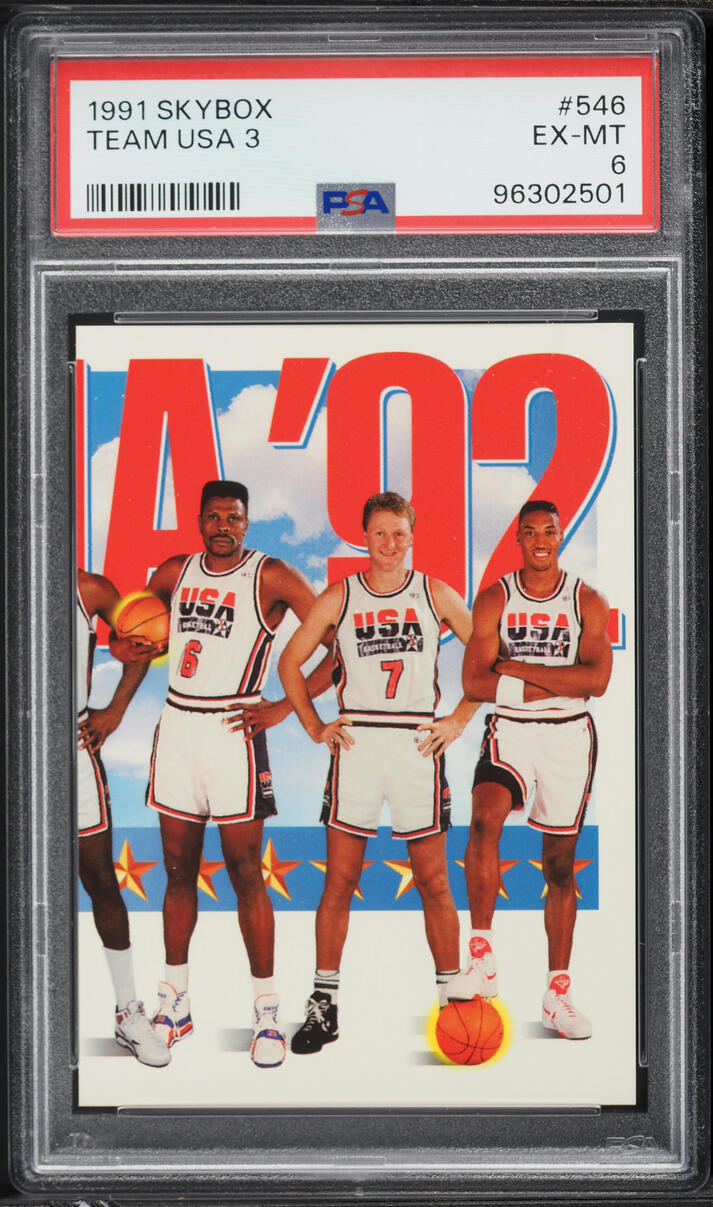 1991 Skybox Team USA 3 Patrick Ewing Larry Bird Scottie Pippen #546 PSA 6 EXMT