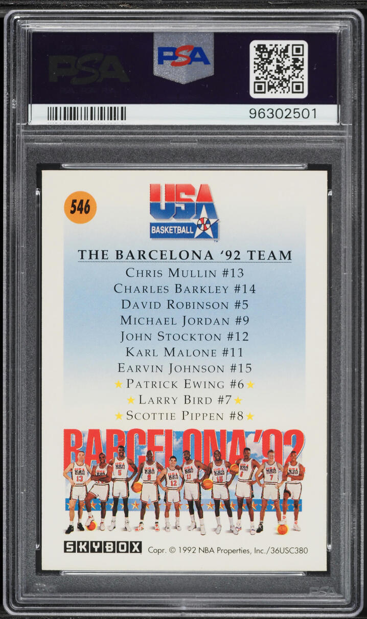 1991 Skybox Team USA 3 Patrick Ewing Larry Bird Scottie Pippen #546 PSA 6 EXMT