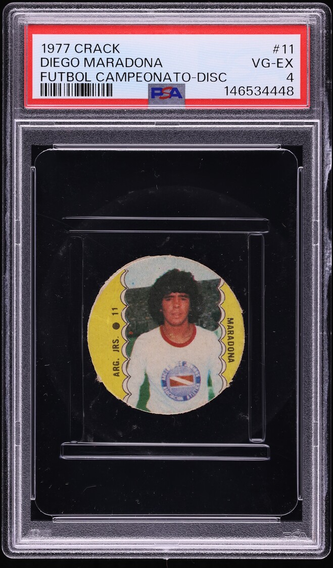 1977 Crack Futbol Campeonato Disc Diego Maradona ROOKIE #11 PSA 4 VGEX