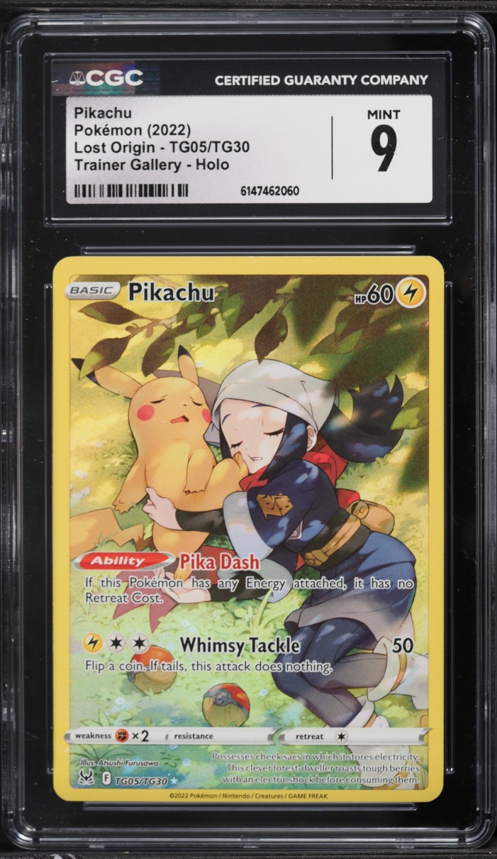 2022 Pokemon Sword & Shield Lost Origin Trainer Gallery Full Art Pikachu #TG05 CGC 9 MINT