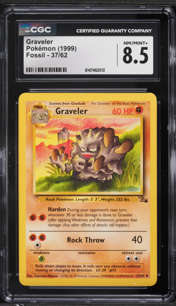 1999 Pokemon Fossil Graveler #37 CGC 8.5 NM-MT+