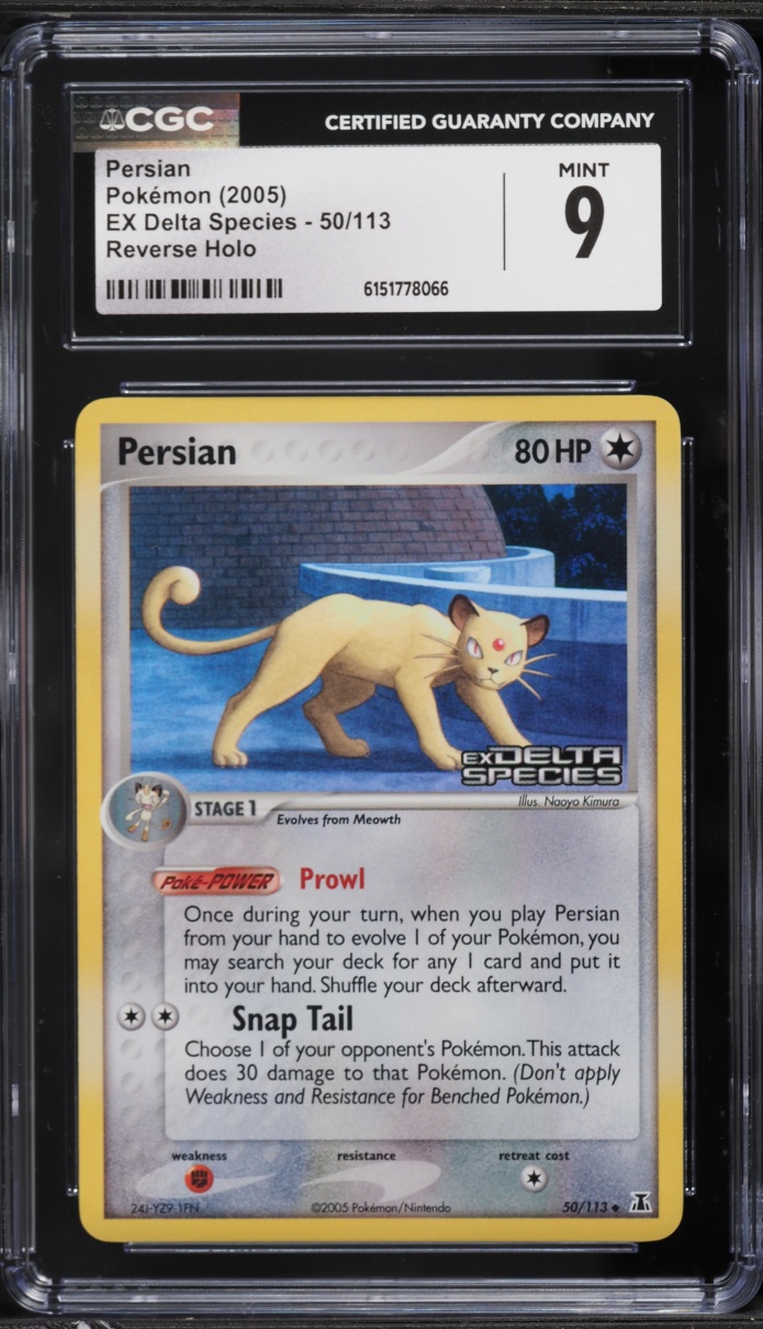 2005 Pokemon EX Delta Species Reverse Holo Persian #50 CGC 9 MINT