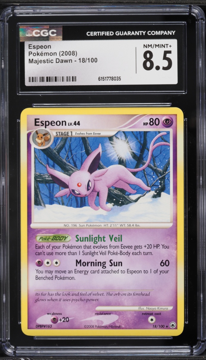 2008 Pokemon Diamond & Pearl Majestic Dawn Espeon #18 CGC 8.5 NM-MT+