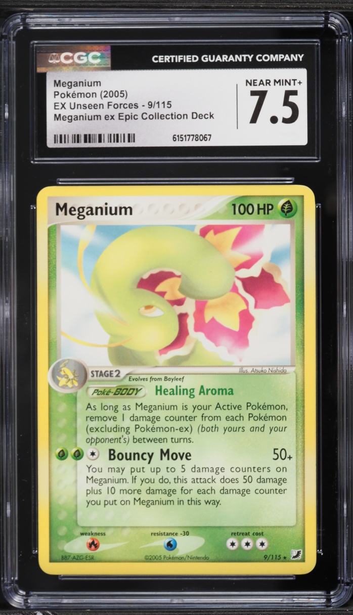 2005 Pokemon EX Unseen Forces Meganium #9 CGC 7.5 NRMT+