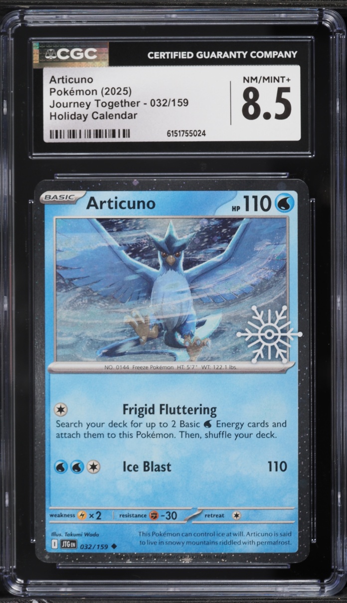 2025 Pokemon Scarlet & Violet Journey Together Holiday Calendar Articuno #32 CGC 8.5 NM-MT+