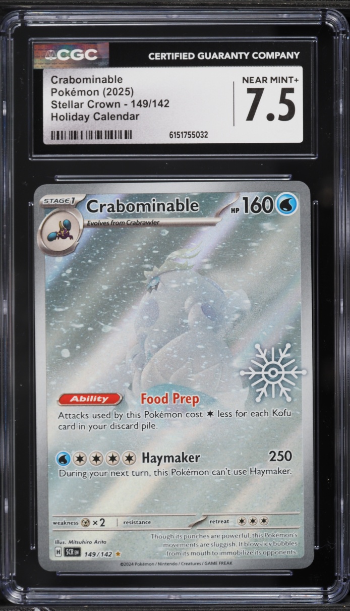 2025 Pokemon Scarlet & Violet Stellar Crown Holiday Calendar IR Crabominable #149 CGC 7.5 NRMT+