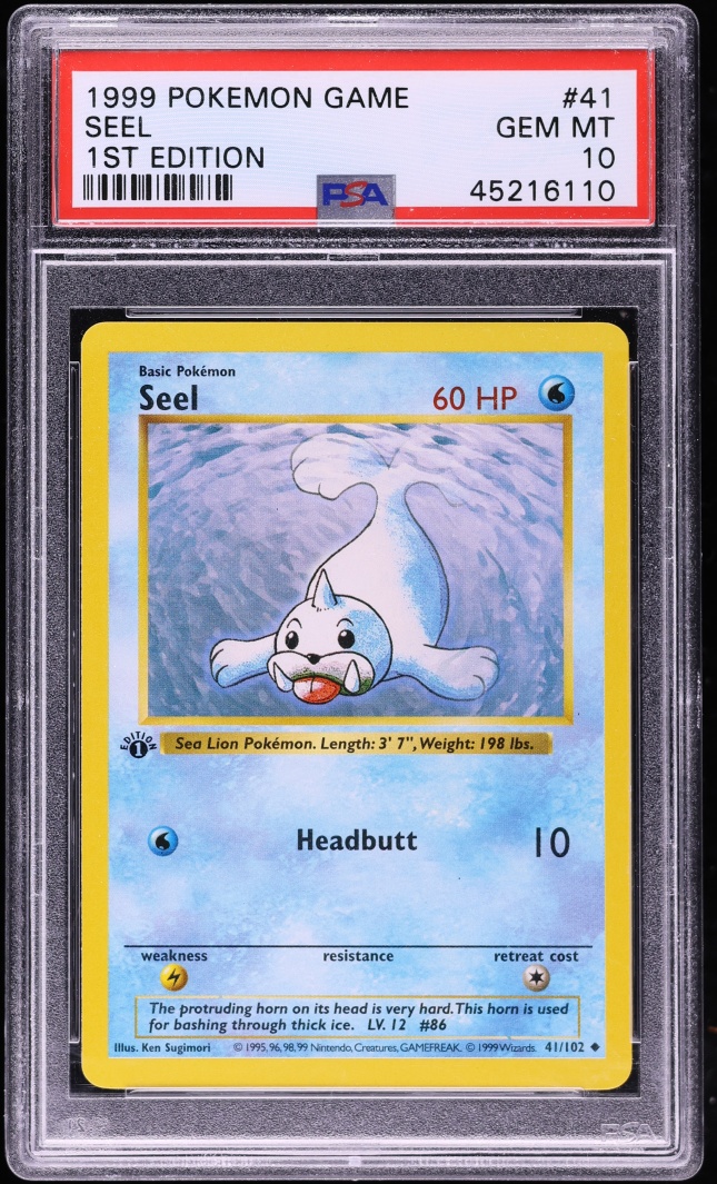 1999 Pokemon Base Set Shadowless 1st Edition Seel #41 PSA 10 GEM MINT