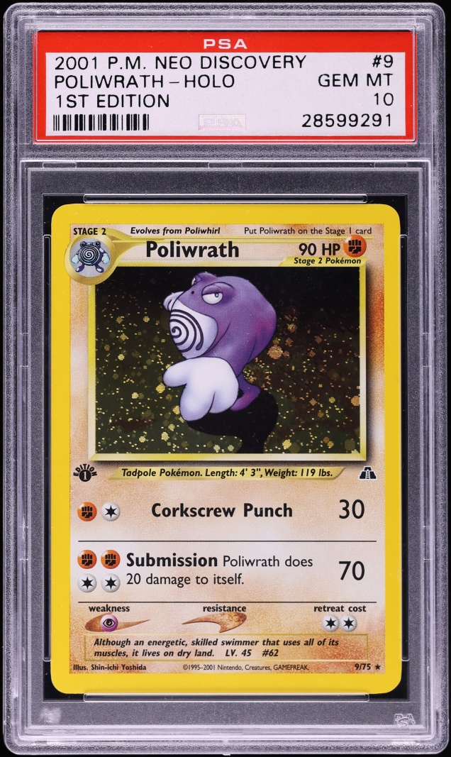 2001 Pokemon Neo Discovery 1st Edition Holo Poliwrath #9 PSA 10 GEM MINT