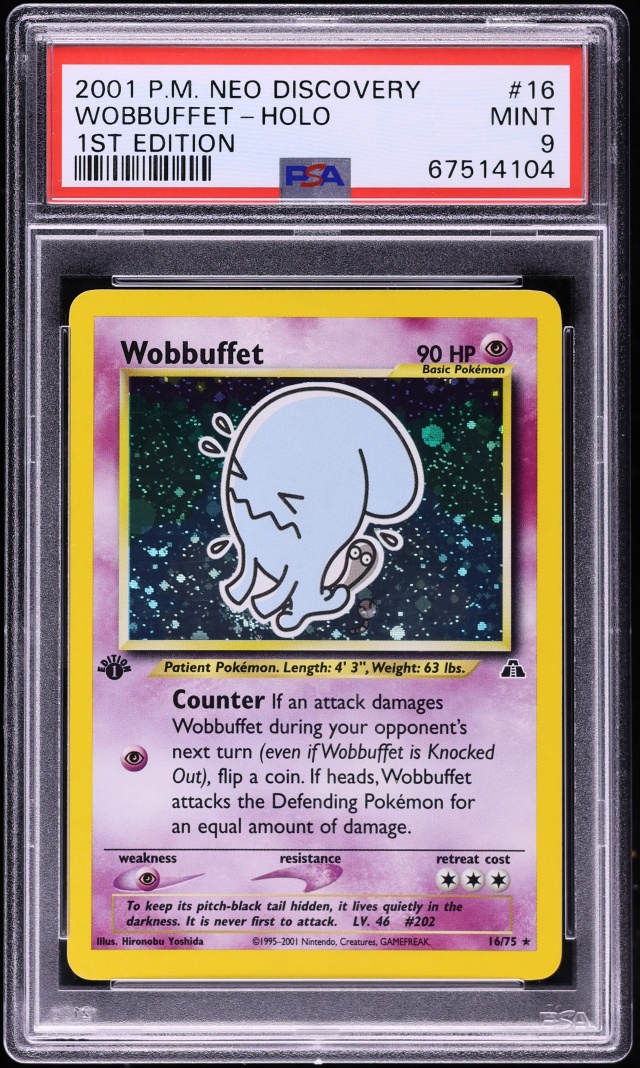 2001 Pokemon Neo Discovery 1st Edition Holo Wobbuffet #16 PSA 9 MINT