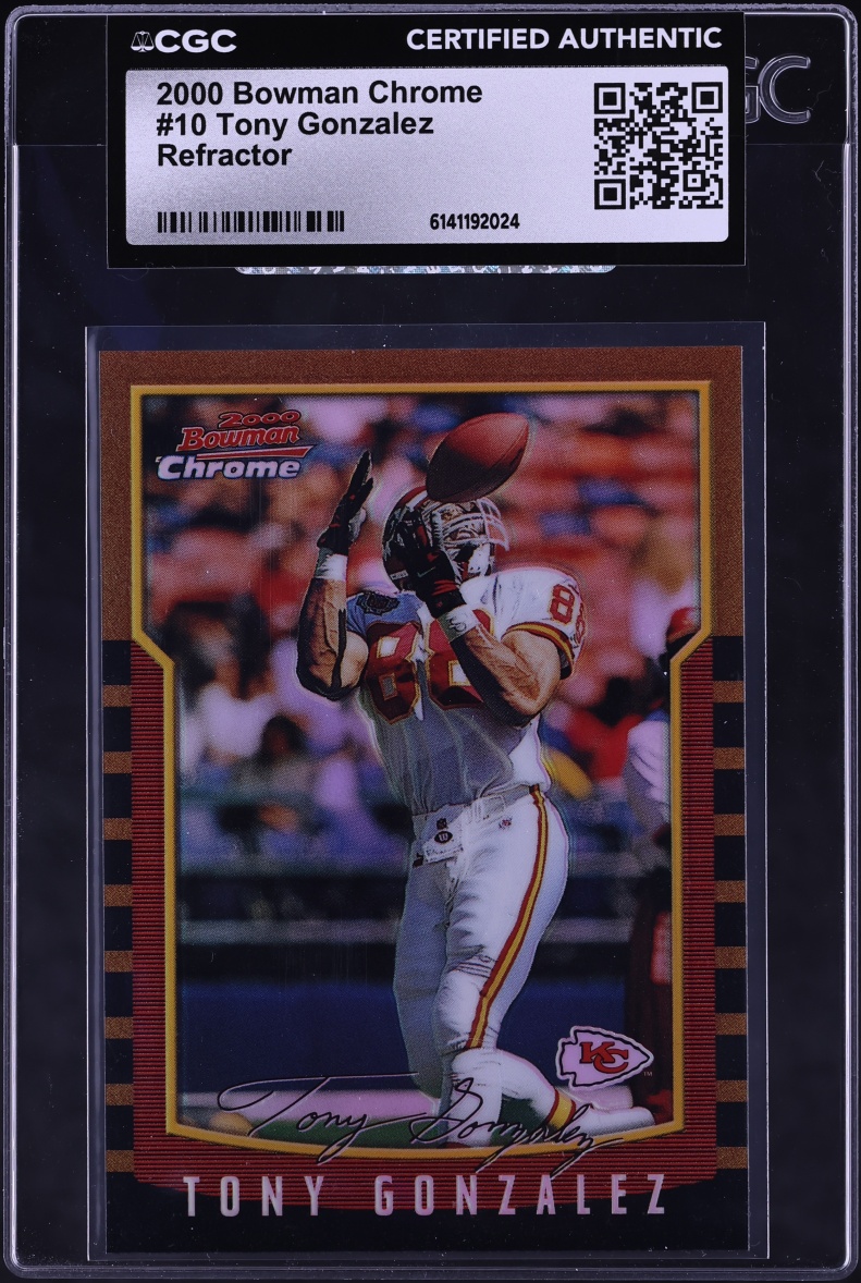 2000 Bowman Chrome Refractor Tony Gonzalez #10 CGC AUTH