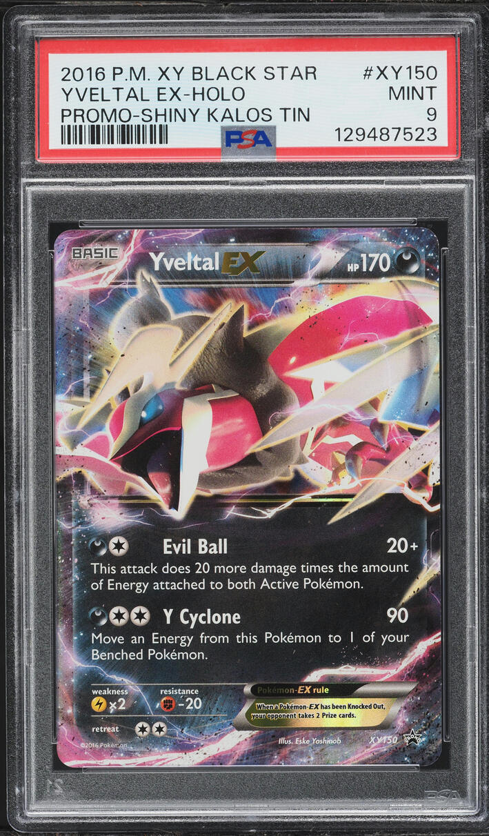 2016 Pokemon XY Promo Shiny Kalos Tin Holo Yveltal EX #XY150 PSA 9 MINT