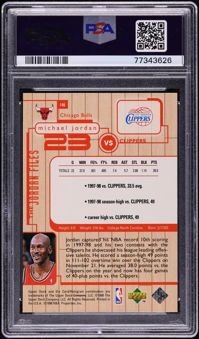 1998 Upper Deck MJ Living Legend Michael Jordan #146 PSA 10 GEM MINT