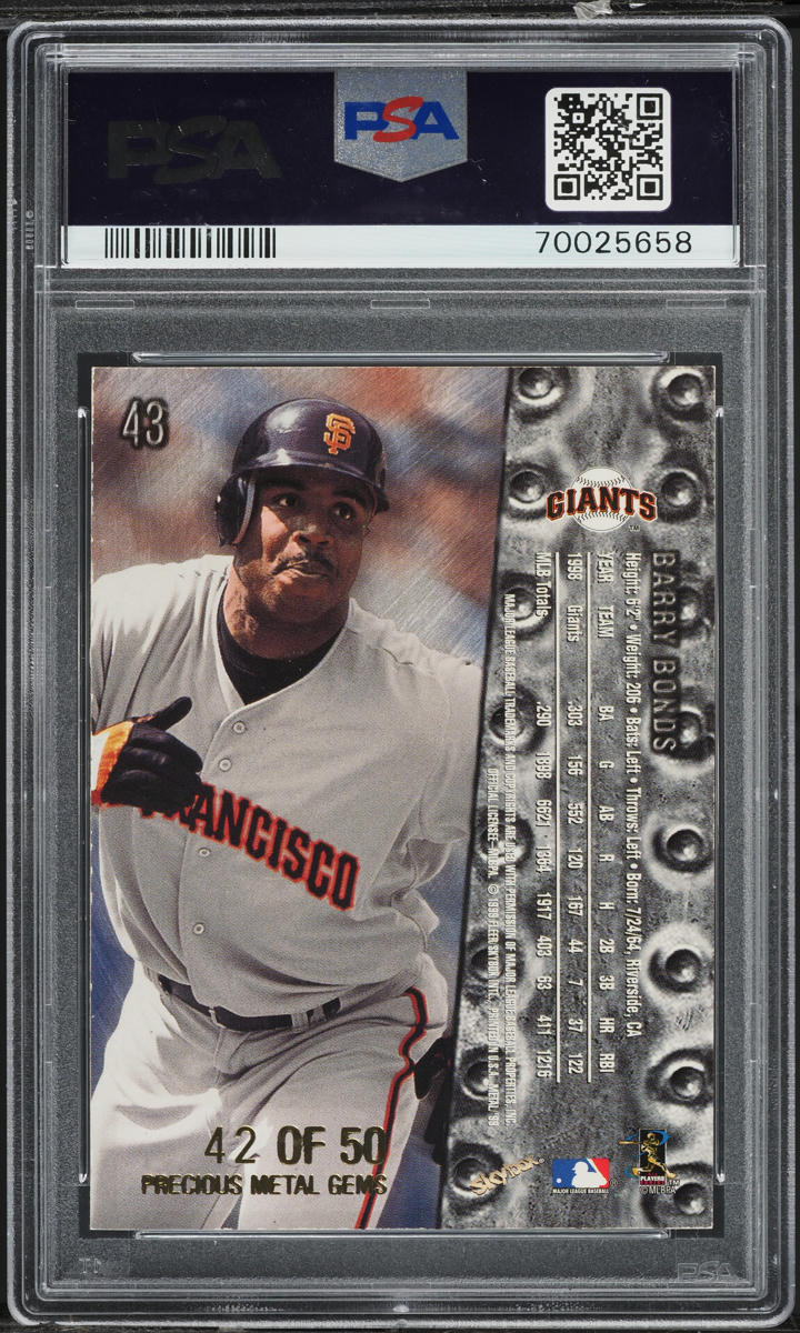 1999 Metal Universe Precious Metal Gems PMG Barry Bonds /50 #43 PSA 5 EX
