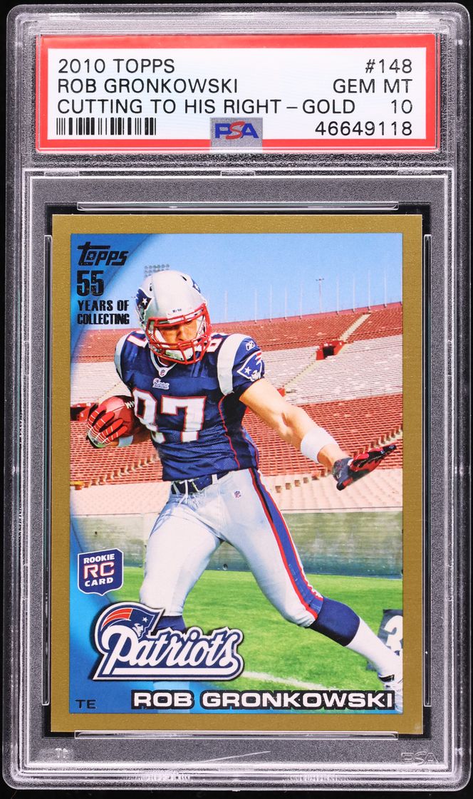 2010 Topps Cutting To His Right Gold Rob Gronkowski ROOKIE /2010 #148 PSA 10 GEM MINT