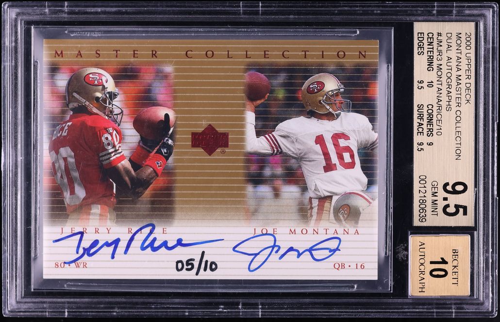 2000 Upper Deck Master Collection Joe Montana Jerry Rice AUTO /10 BGS 9.5 GEM MT - Photo 1
