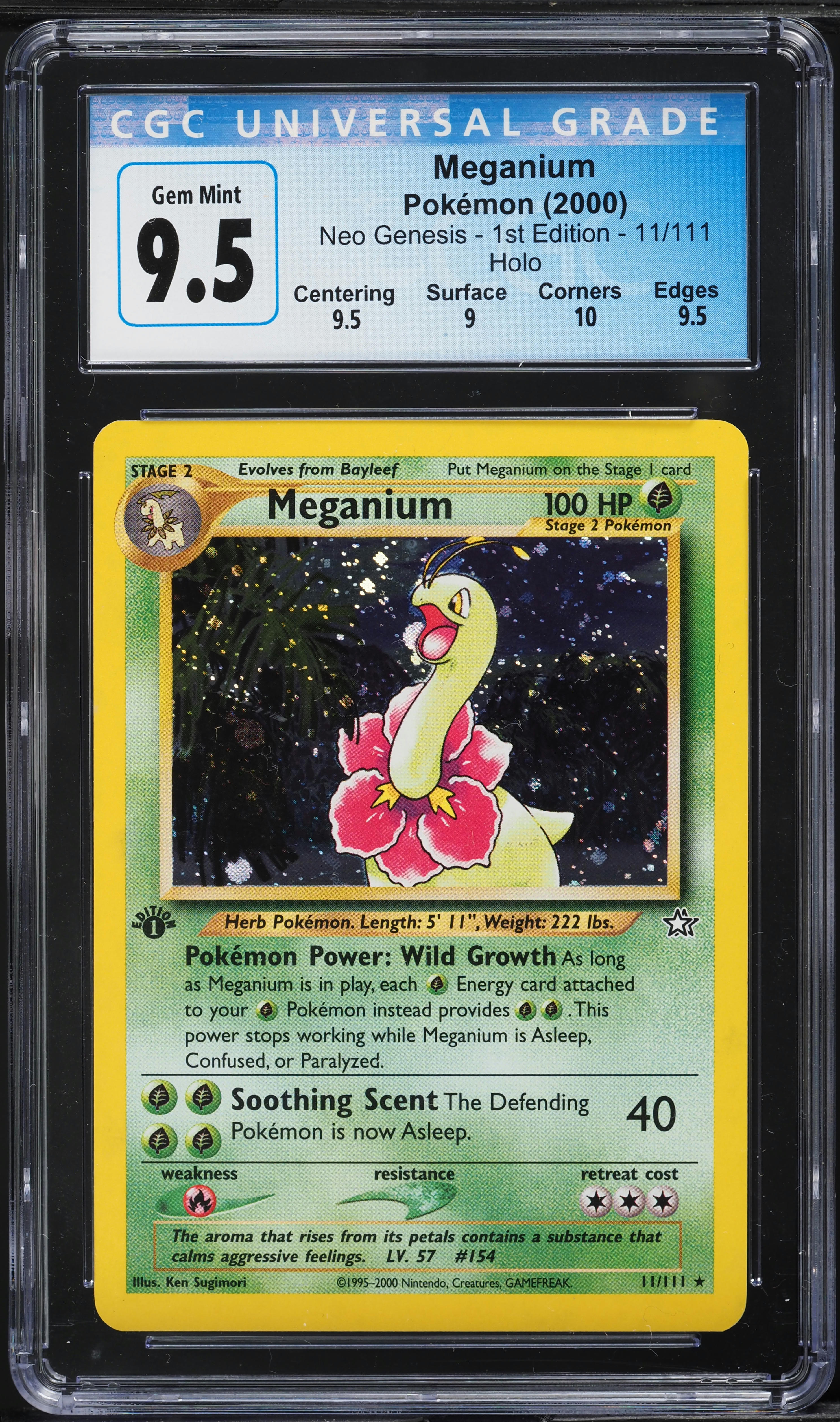 2000 Pokemon Neo Genesis 1st Edition Holo Meganium #11 CGC 10 GEM MINT