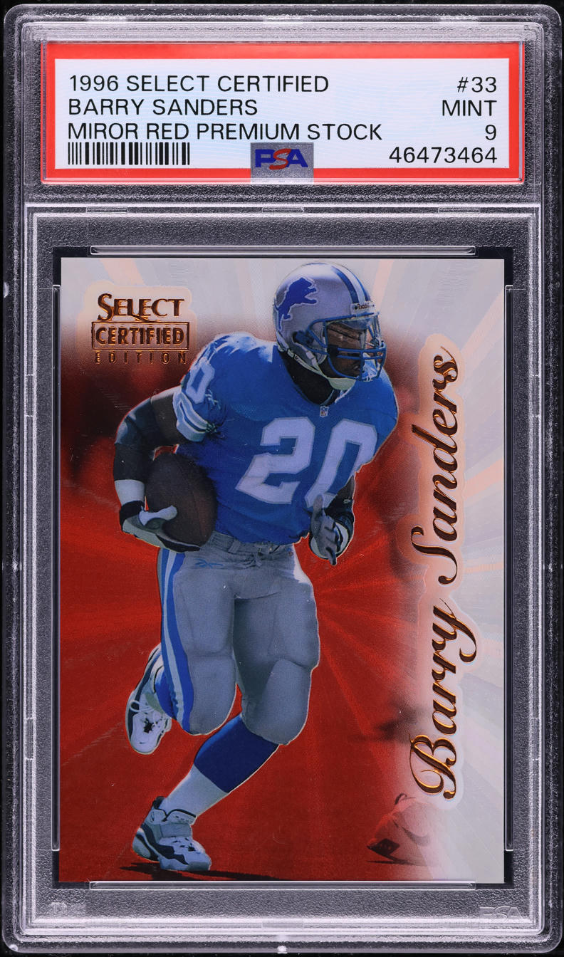 1996 Select Certified Premium Stock Mirror Red Barry Sanders /20 #33 PSA 9 MINT