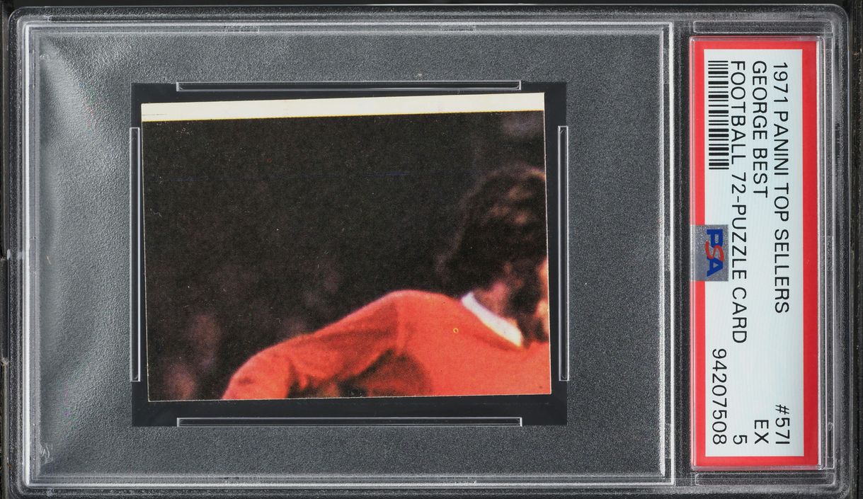 1971 Panini Top Sellers Football 72 Puzzle Card George Best #57I PSA 5 EX