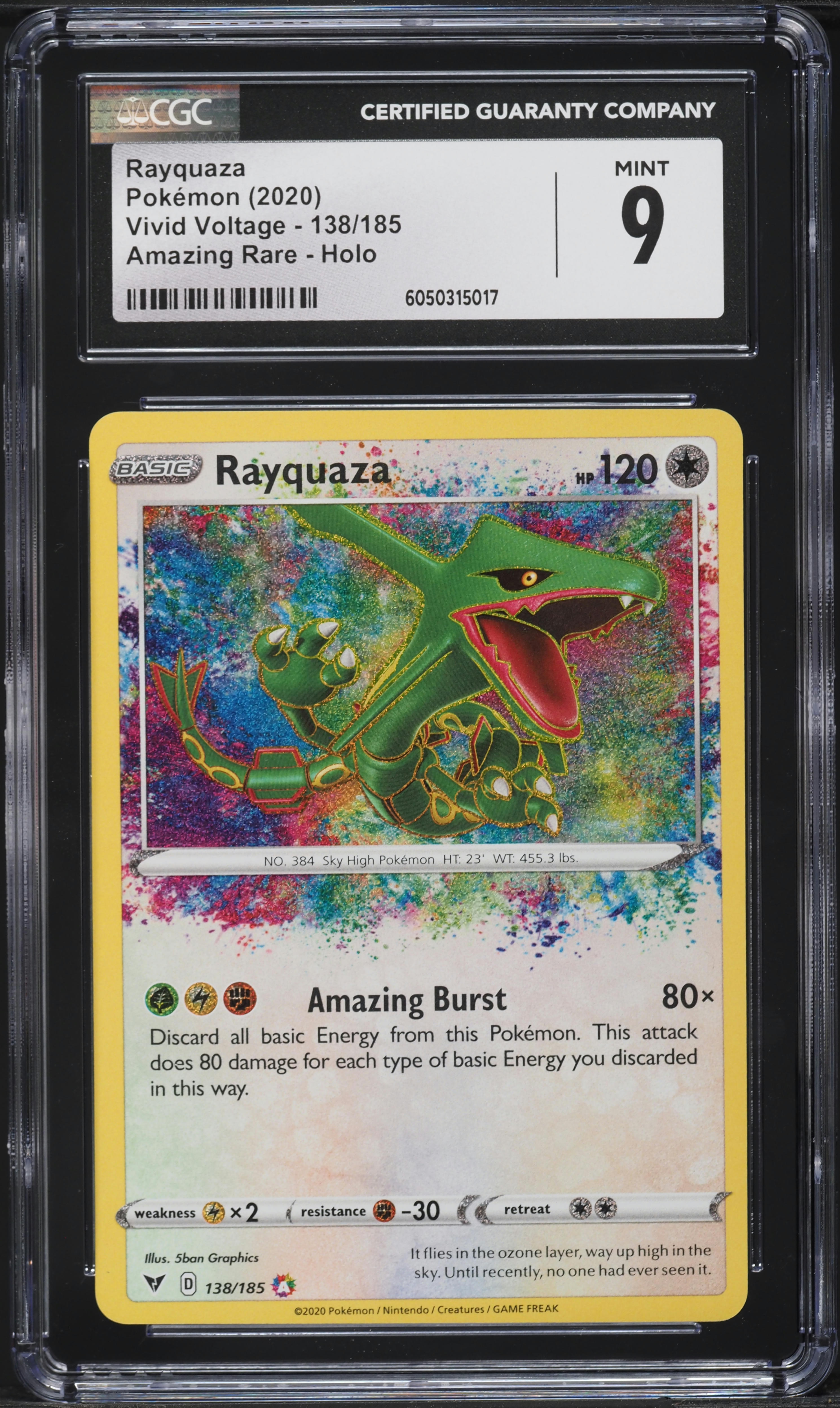 2020 Pokemon Sword & Shield Vivid Voltage Amazing Rare Rayquaza #138 CGC 9 MINT