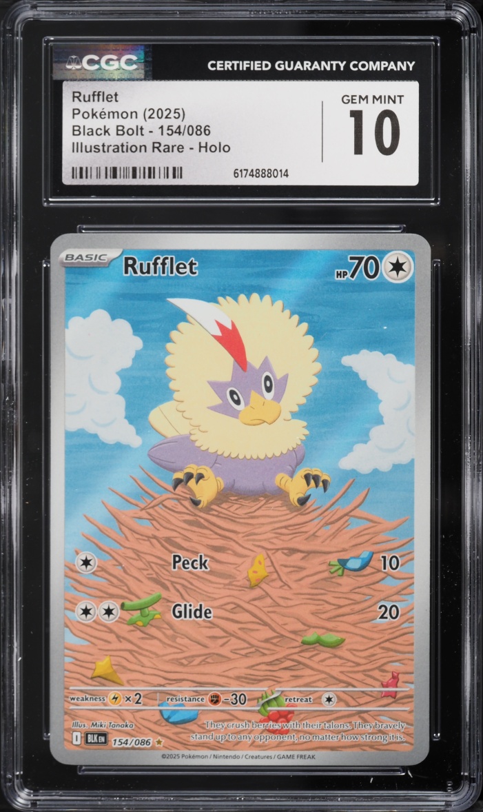 2025 Pokemon Scarlet & Violet Black Bolt IR Rufflet #154 CGC 10 GEM MINT