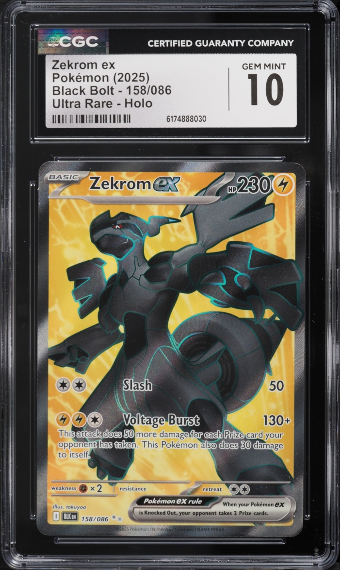 2025 Pokemon Scarlet & Violet Black Bolt Full Art Zekrom ex #158 CGC 10 GEM MINT