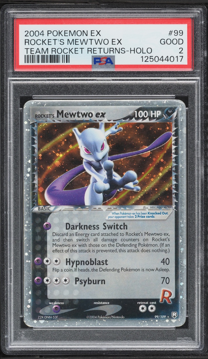 2004 Pokemon EX Team Rocket Returns Holo Rocket's Mewtwo EX #99 PSA 2 GD