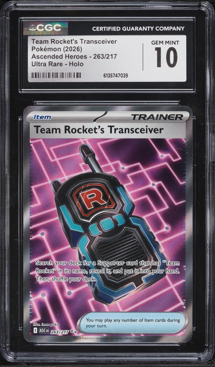 2026 Pokemon Mega Ascended Heroes Full Art Team Rocket's Transceiver #263 CGC 10 GEM MINT