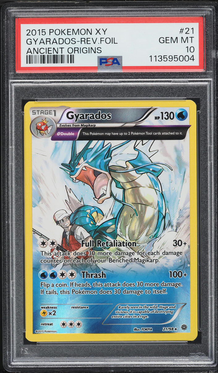 2015 Pokemon XY Ancient Origins Reverse Holo Gyarados #21 PSA 10 GEM MINT