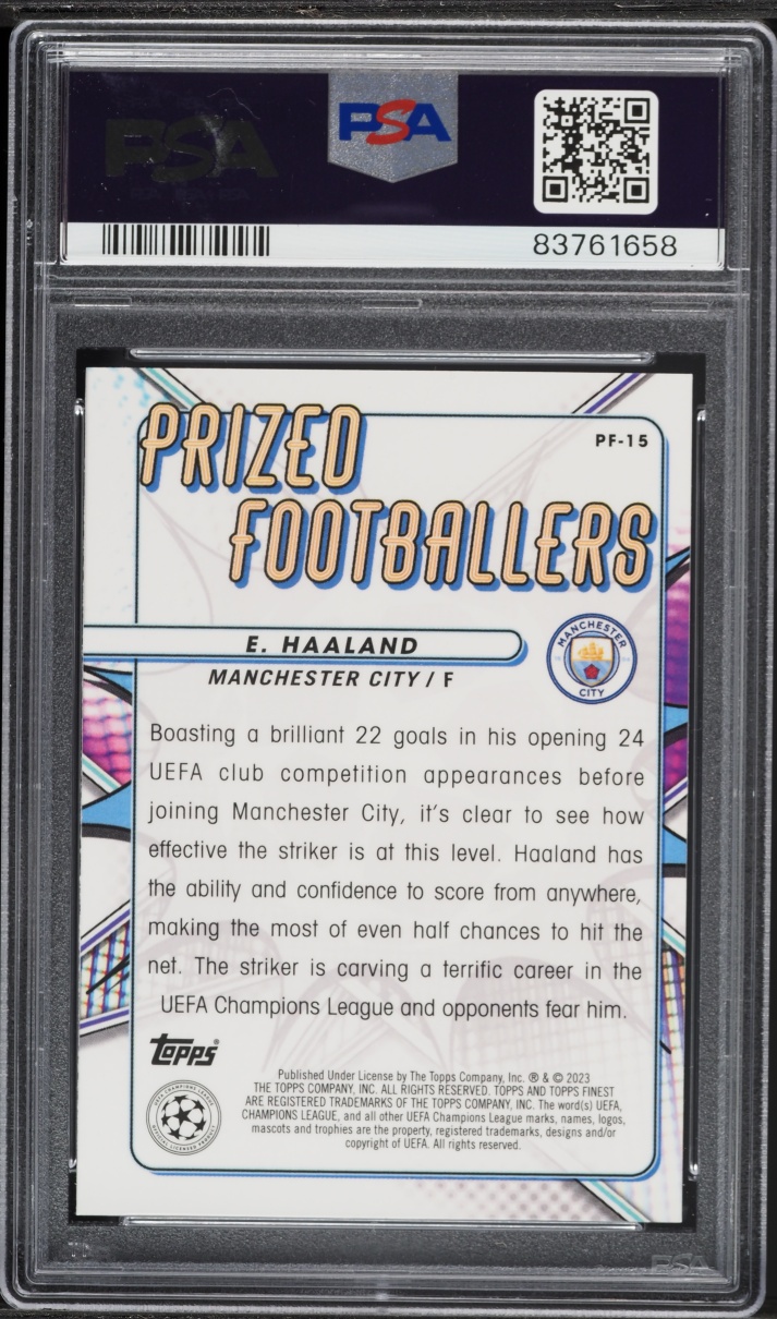 2022 Finest UEFA Club Competitions Prized Footballers Erling Haaland #PF15 PSA 10 GEM MINT