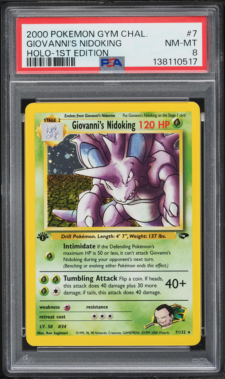 2000 Pokemon Gym Challenge 1st Edition Holo Giovanni's Nidoking #7 PSA 8 NM-MT