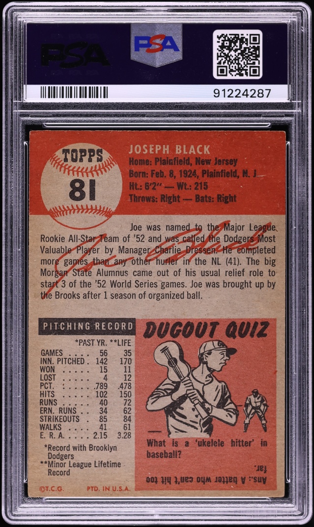 1953 Topps Joe Black #81 PSA 7 NRMT