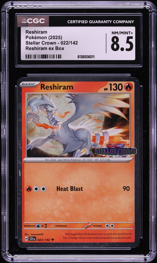 2025 Pokemon Scarlet & Violet Promo Stellar Crown Reshiram #22 CGC 8.5 NM-MT+