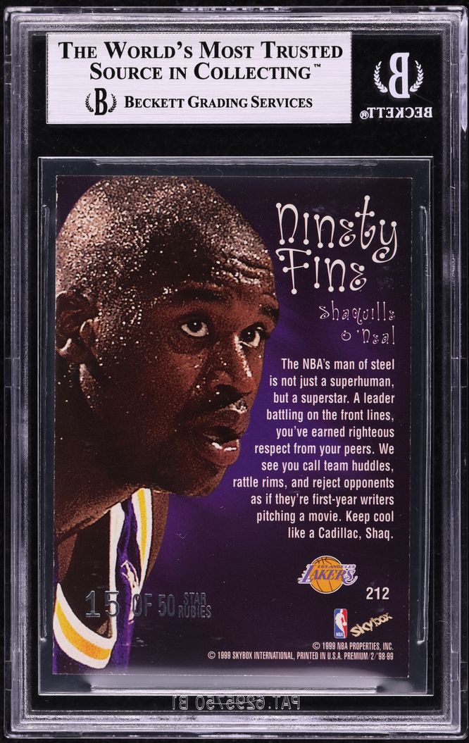 1998 Skybox Premium Star Rubies Shaquille O'Neal /50 #212 BGS 9 MINT