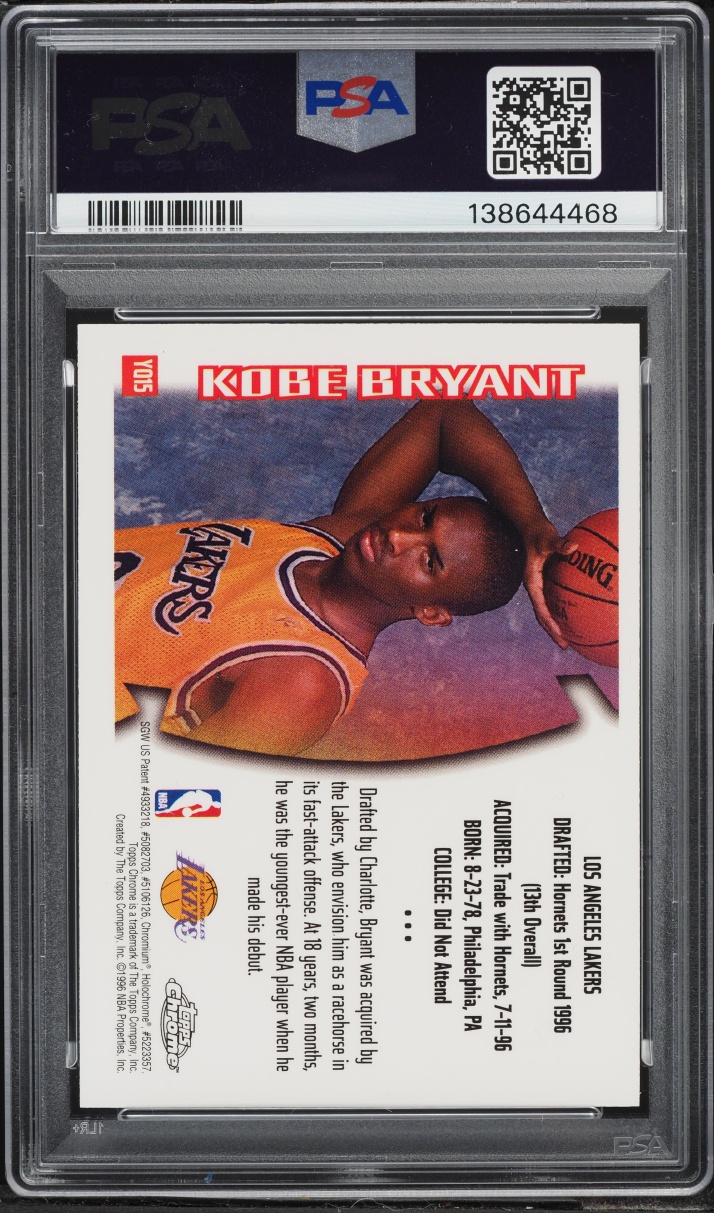 1996 Topps Chrome Youthquake Kobe Bryant ROOKIE #YQ15 PSA 7 NRMT