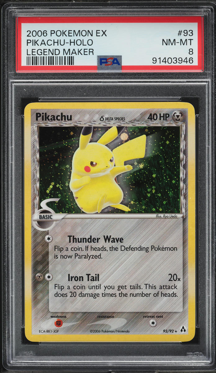 2006 Pokemon EX Legend Maker Holo Pikachu #93 PSA 8 NM-MT